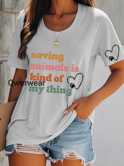 Women’s Animal Friendly T-Shirts-TS-AF-7 White / S