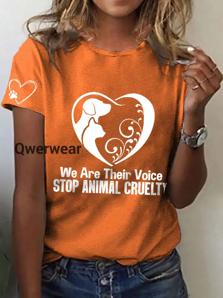 Women’s Animal Protection T-shirt-TS-AF-40 Orange / S