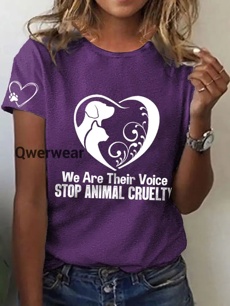 Women’s Animal Protection T-shirt-TS-AF-40 Purple / S