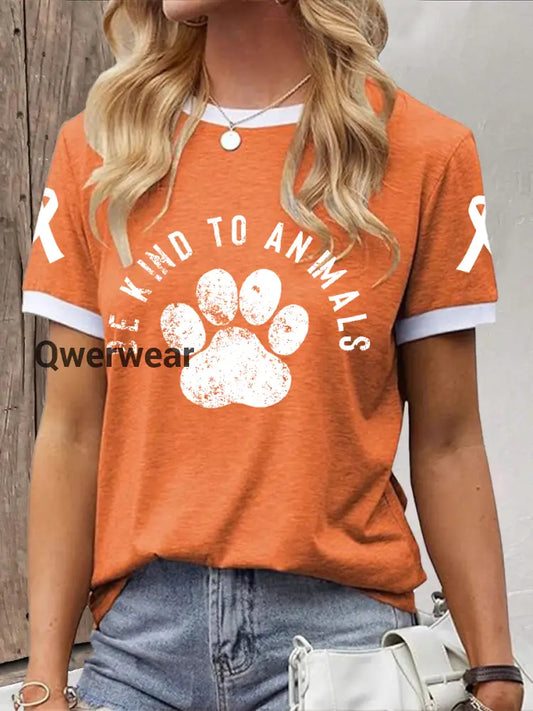 Women’s Be Kind to Animals T-shirt Orange / S