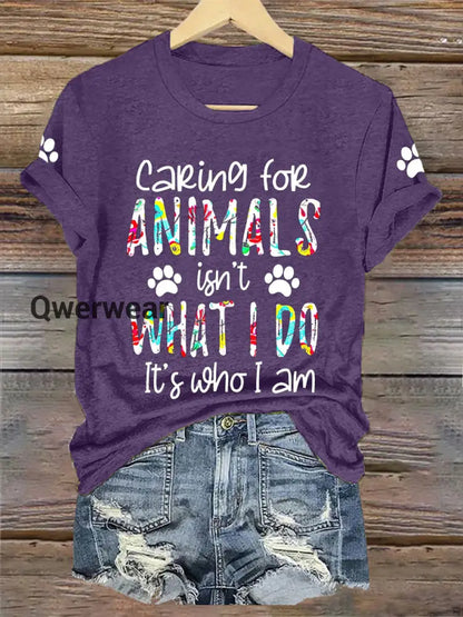 Women’s Caring For Animals Isn’t What I Do It’s What I Am T-shirt Deep Purple / S