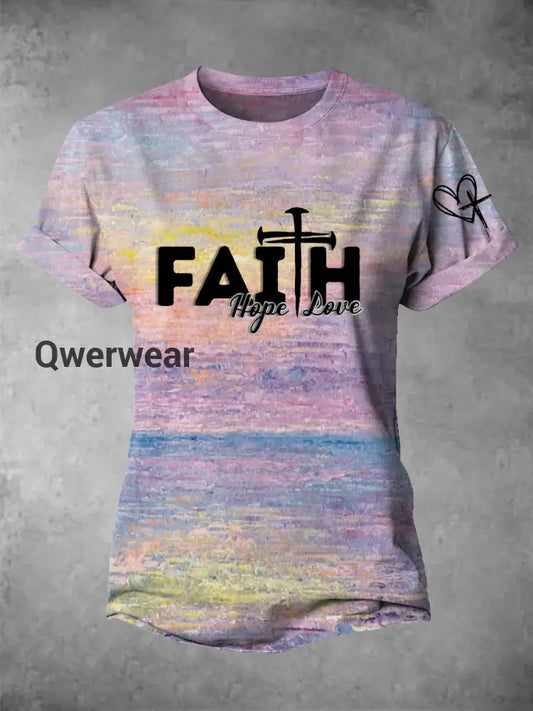 Women’s Faith Hope Love Short-sleeved T-shirt-TS-F-3 Picture 1 / S