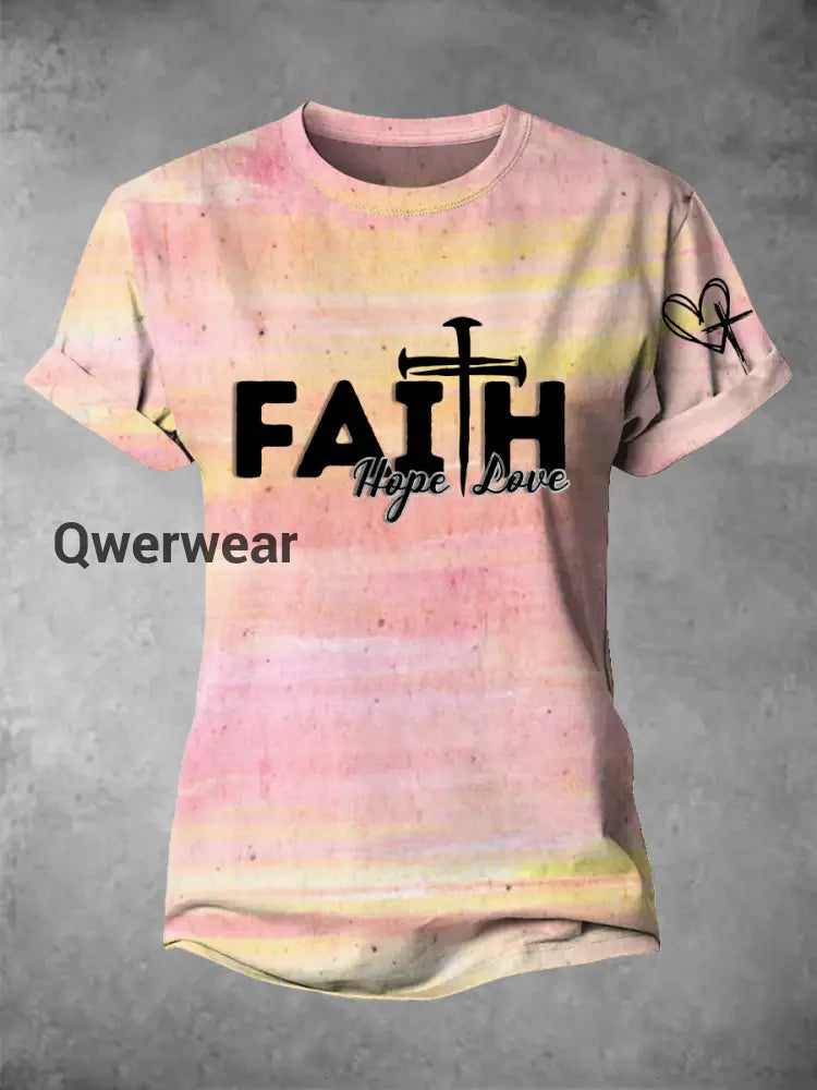 Women’s Faith Hope Love Short-sleeved T-shirt-TS-F-3 Picture 2 / S
