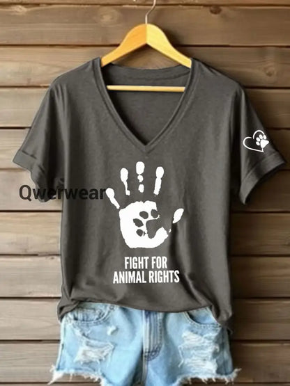 Women’s Fight For Animal Rights Printed T-Shirt Dark Gray / S