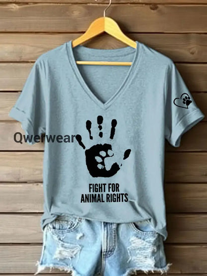 Women’s Fight For Animal Rights Printed T-Shirt Sky Blue / S