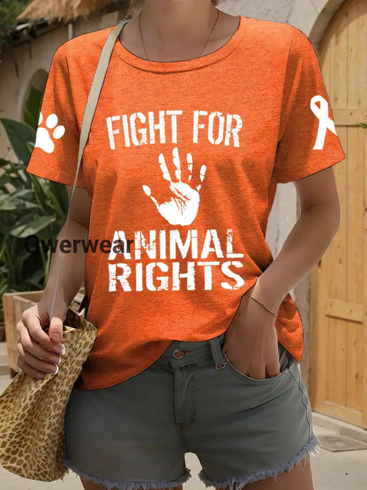 Women’s Fight for Animal Rights T-shirt Orange / S