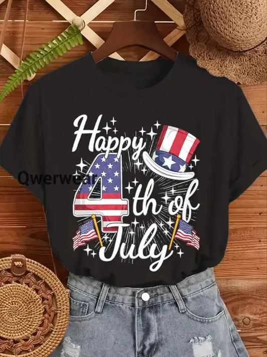 Women’s Independence Day Art Print Casual T-Shirt