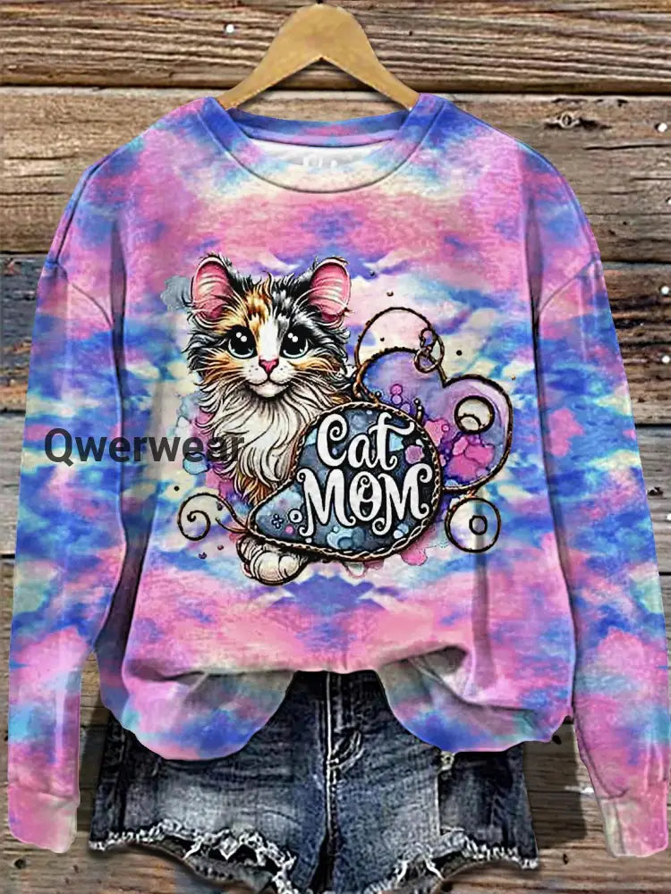 Women’s Magical Cat And Mouse Printed Long Sleeve Casual Top Mixed Color / S Women\’s Tops