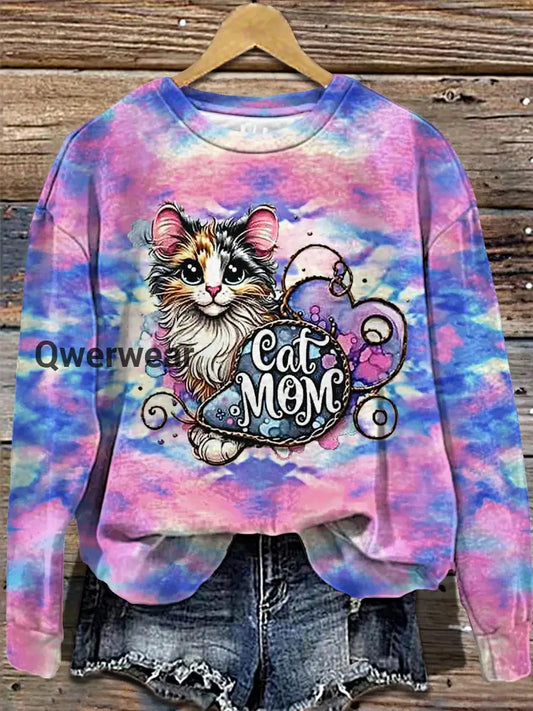 Women’s Magical Cat And Mouse Printed Long Sleeve Casual Top Mixed Color / S Women\’s Tops