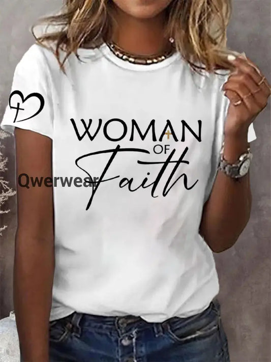 Women’s Mom’s Faith Mother’s Day Printed Casual T-shirt White / S