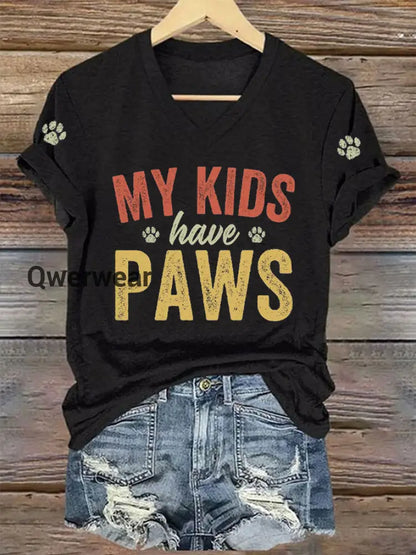 Women’s Mother’s Day My Kids Have Paws Printed Top Black / S