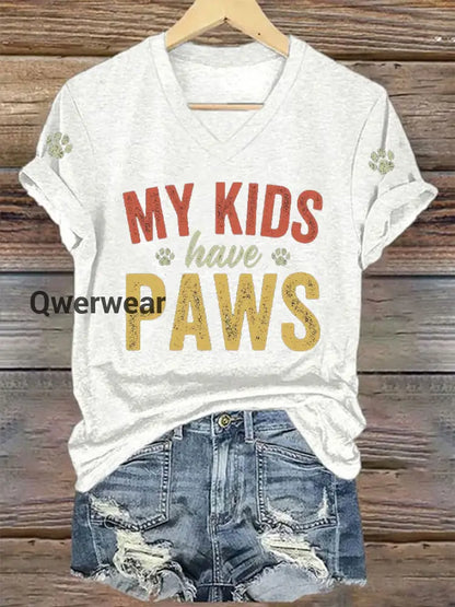 Women’s Mother’s Day My Kids Have Paws Printed Top White / S