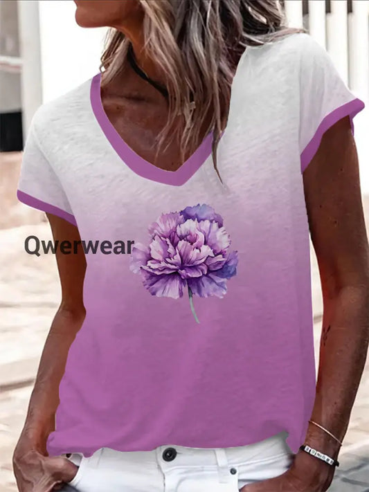 Women’s Purple Carnation T-Shirt Purple / S