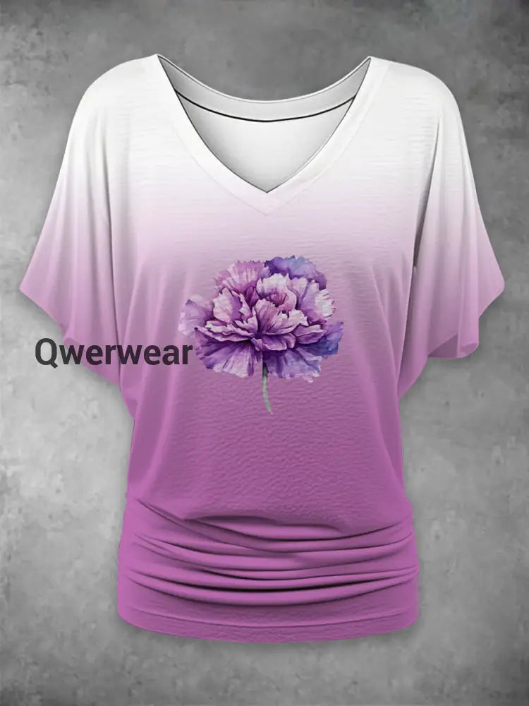 Women’s Purple Carnation V-Neck Top Purple / S