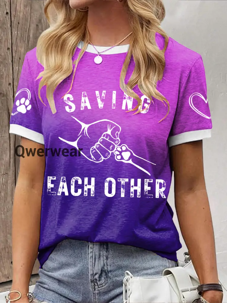Women’s saving each other T-shirt Purple / S