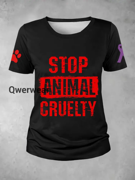 Women’s stop animal cruelty T-shirt Black / S