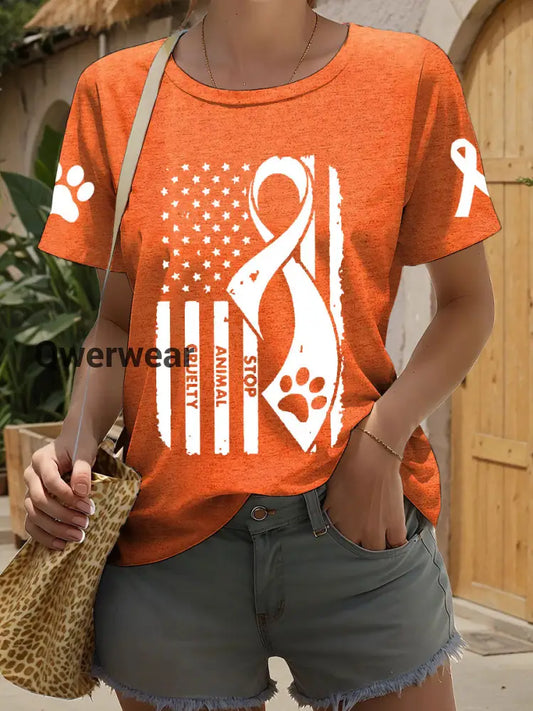 Women’s Stop Animal Cruelty T-shirt Orange / S