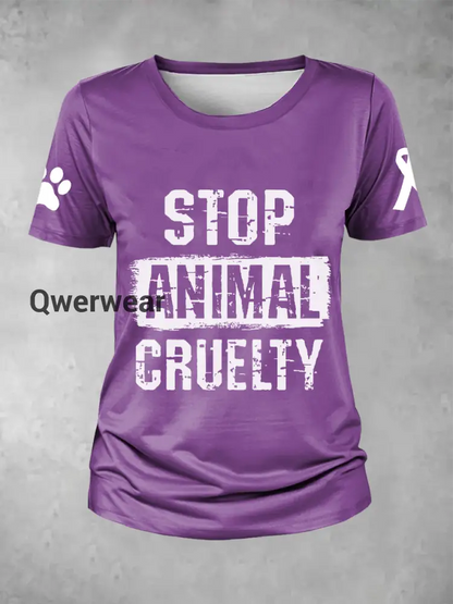 Women’s stop animal cruelty T-shirt Purple / S